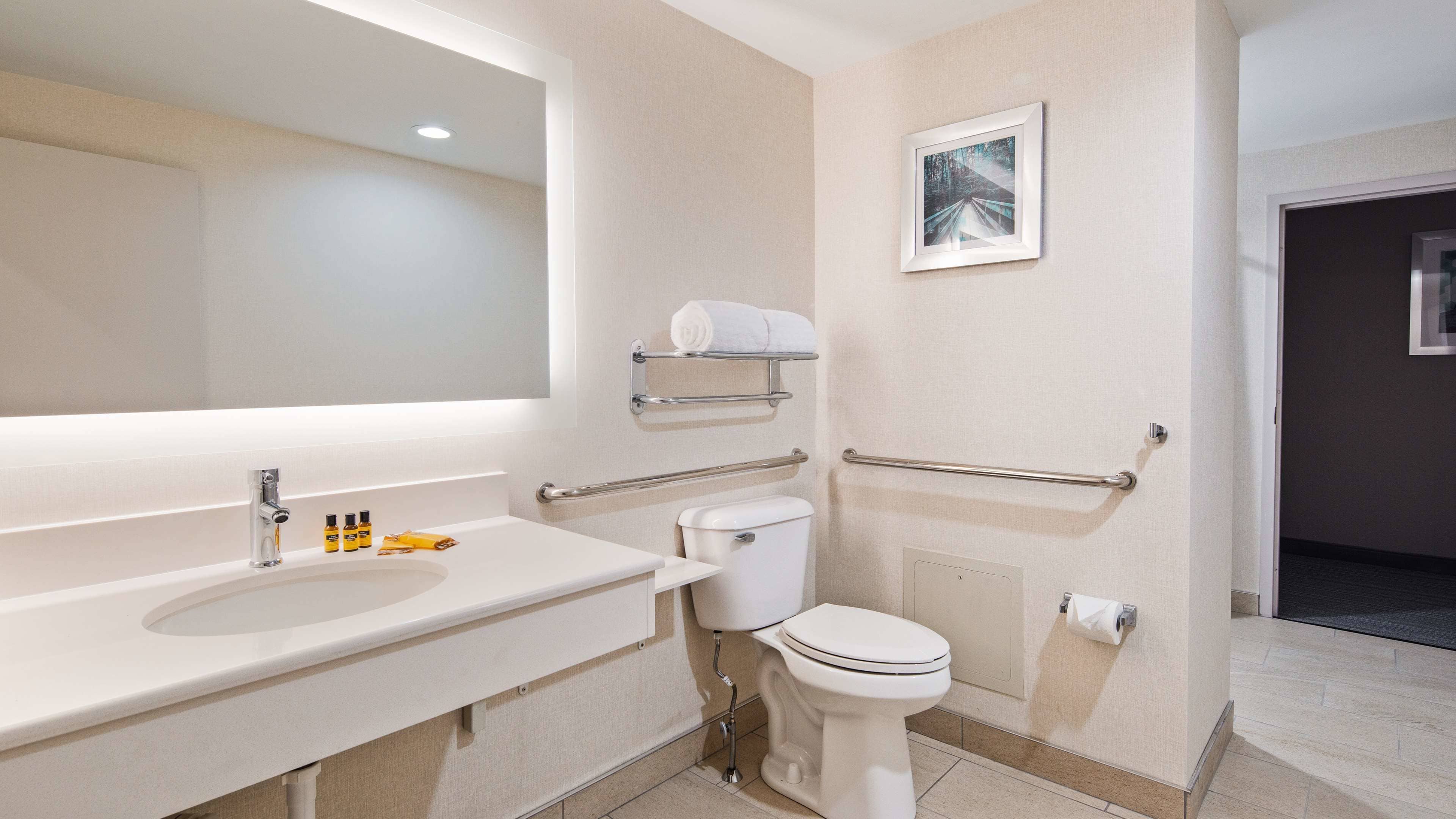 free toiletries, hair dryer, towels, soap