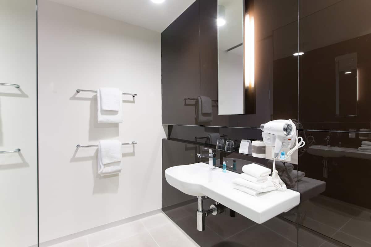 Free toiletries, hair dryer, towels