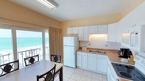 615 - Gulf View Penthouse | Private kitchen | Full-size fridge, microwave, stovetop, coffee/tea maker