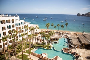 On the beach, beach cabanas, sun loungers, beach umbrellas