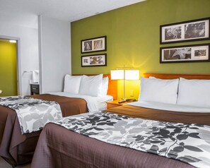 Standard-Doppelzimmer, 2 Doppelbetten, Nichtraucher | Schreibtisch, Bügeleisen/Bügelbrett, kostenlose Babybetten