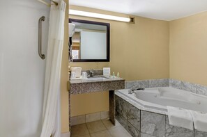 Room, 2 Queen Beds, Non Smoking | Bathroom | Combined shower/tub, hair dryer, towels