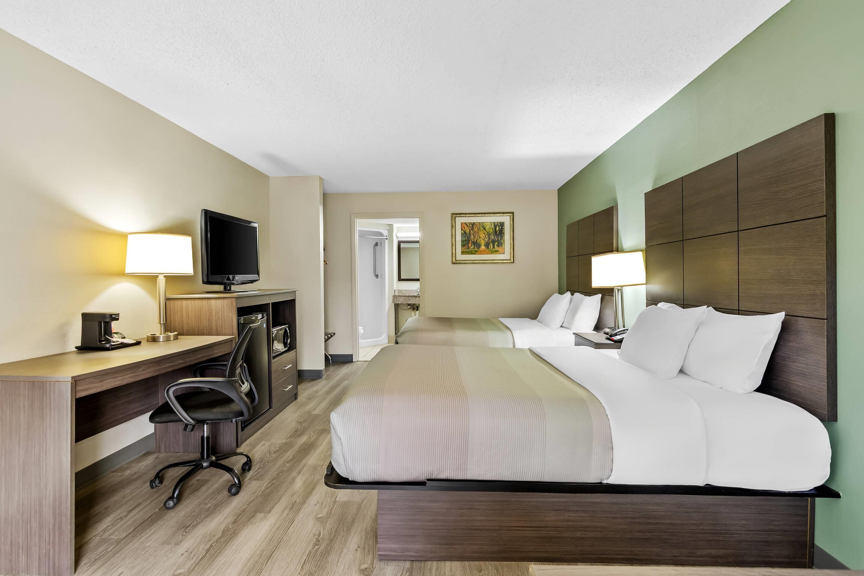 Room, 2 Queen Beds, Non Smoking | Premium bedding, desk, laptop workspace, blackout drapes
