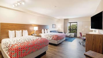 Desk, laptop workspace, blackout curtains, free cots/infant beds