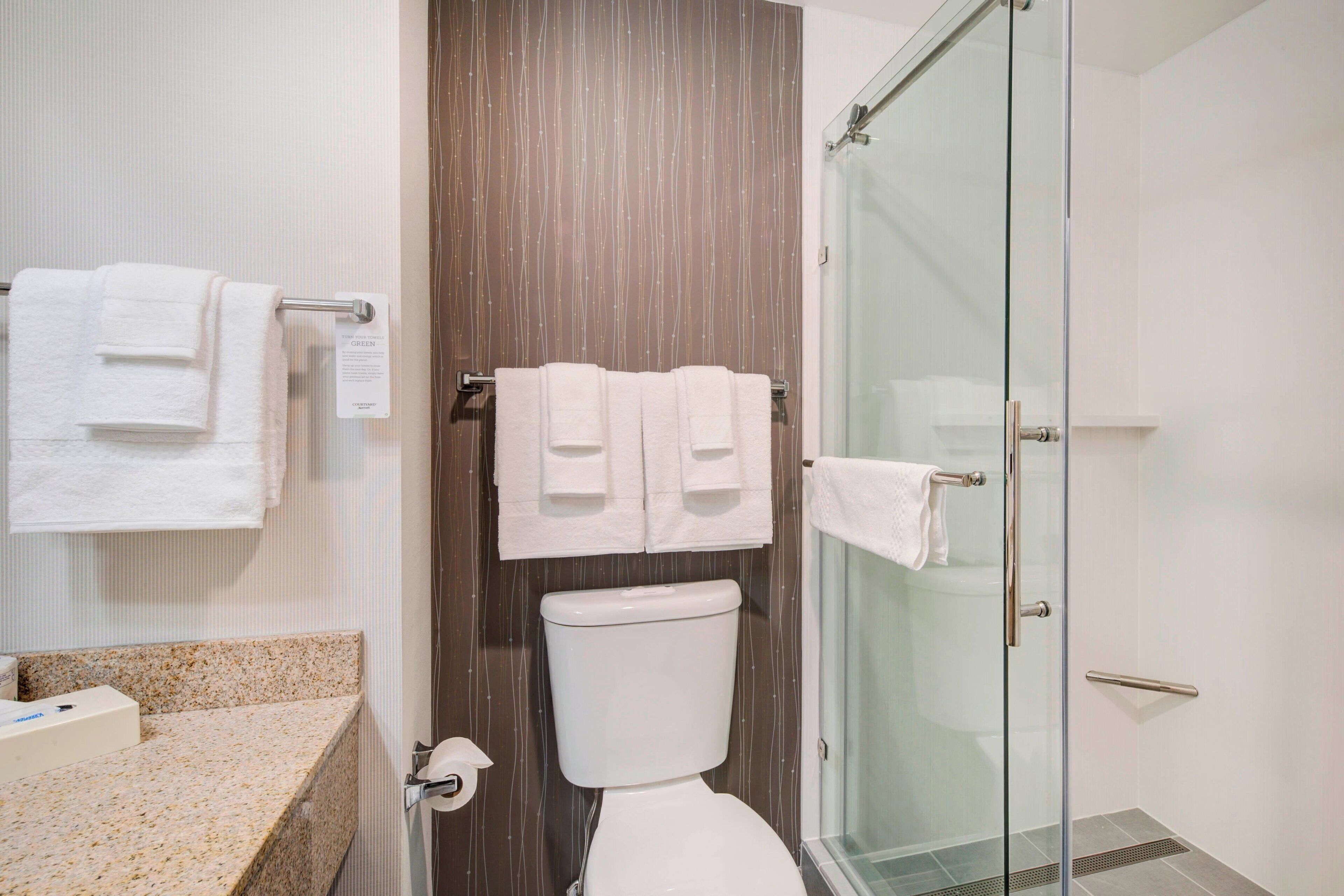 room, 1 king bed with sofa bed | bathroom | combined shower/bathtub, hair dryer, towels