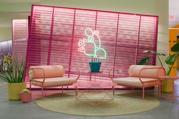 Sitting area in hotel lobby at The Saguaro Palm Springs