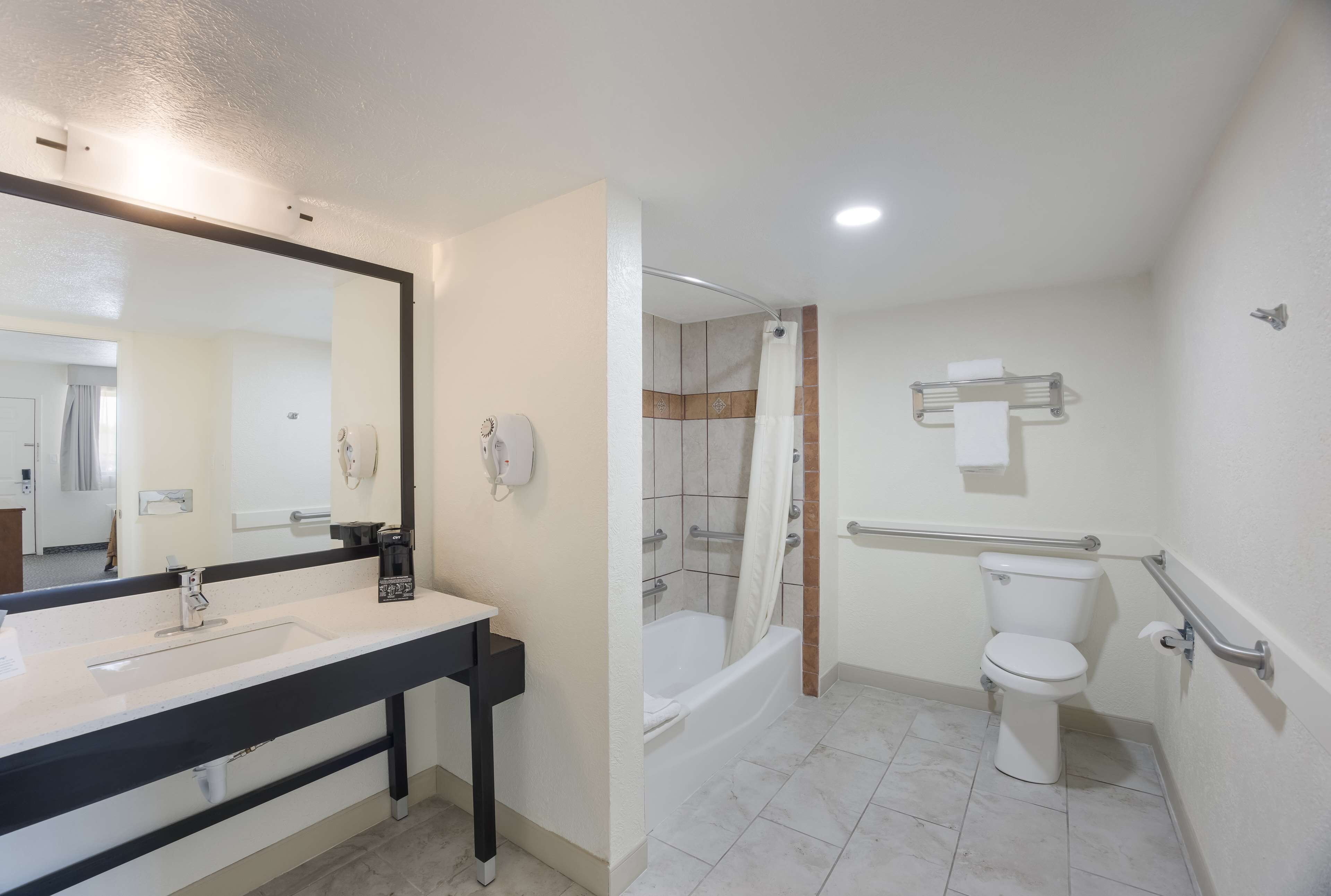 free toiletries, hair dryer, towels