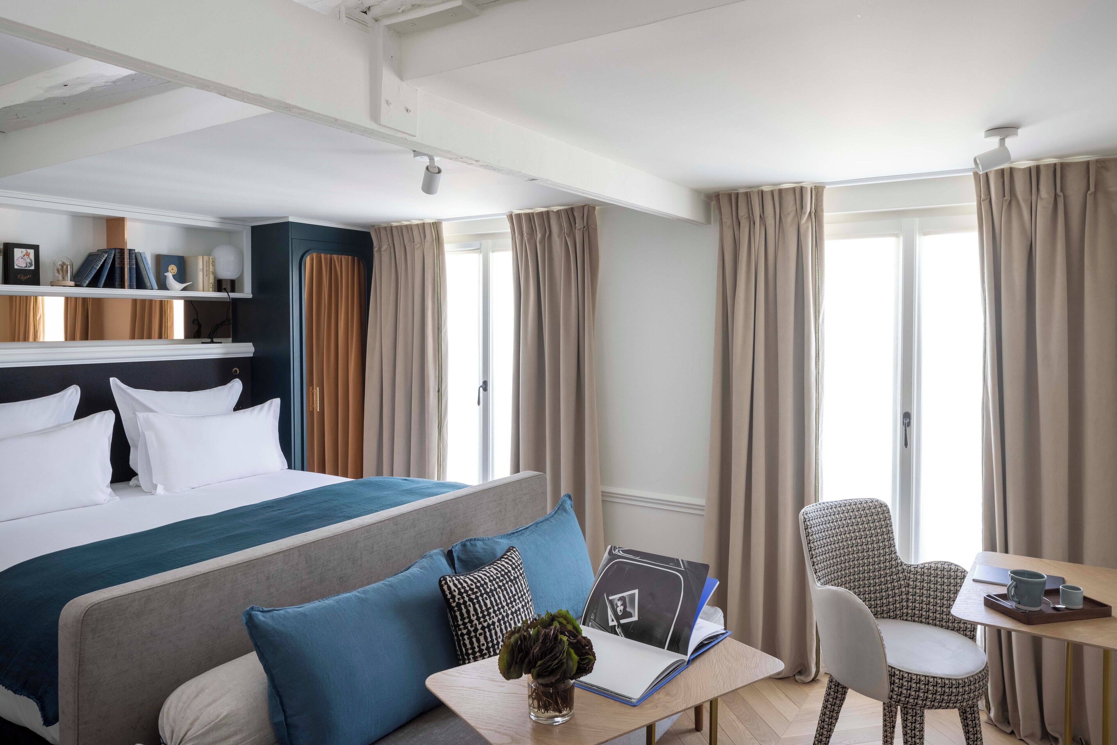 Parisian balcony | Premium bedding, minibar, in-room safe, blackout drapes