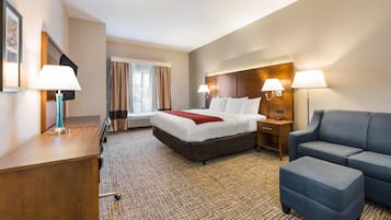 In-room safe, desk, laptop workspace, blackout curtains