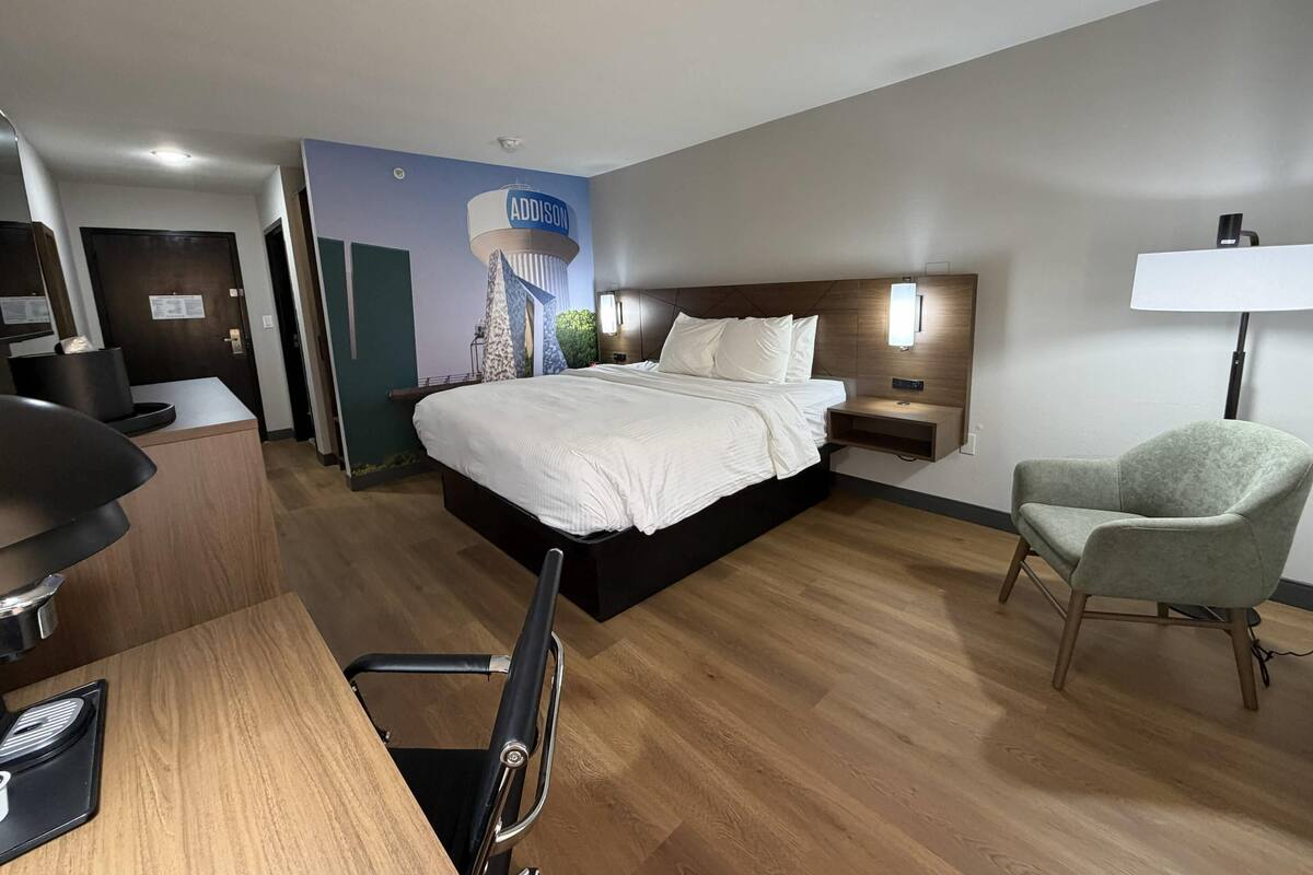 Down duvets, pillow-top beds, desk, laptop workspace