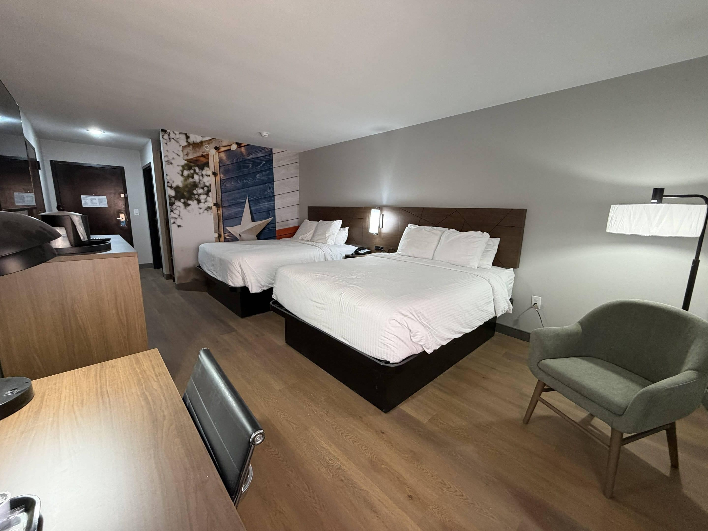 Down duvets, pillow-top beds, desk, laptop workspace