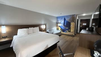 Down comforters, pillowtop beds, desk, laptop workspace