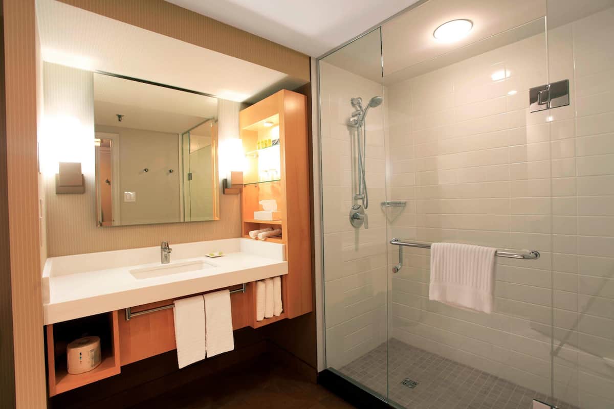 premier room, 2 queen beds | bathroom | free toiletries, hair dryer, towels, soap