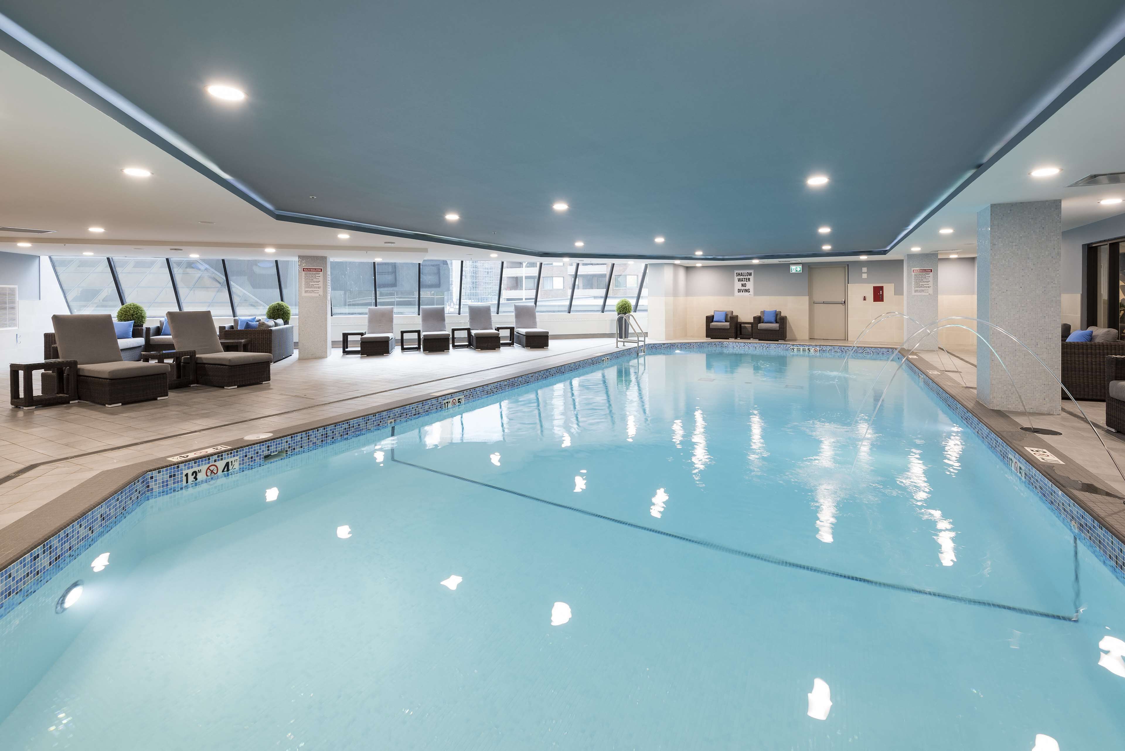 indoor pool, pool loungers