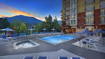 Utendørsbasseng, bassengparasoller og solsenger