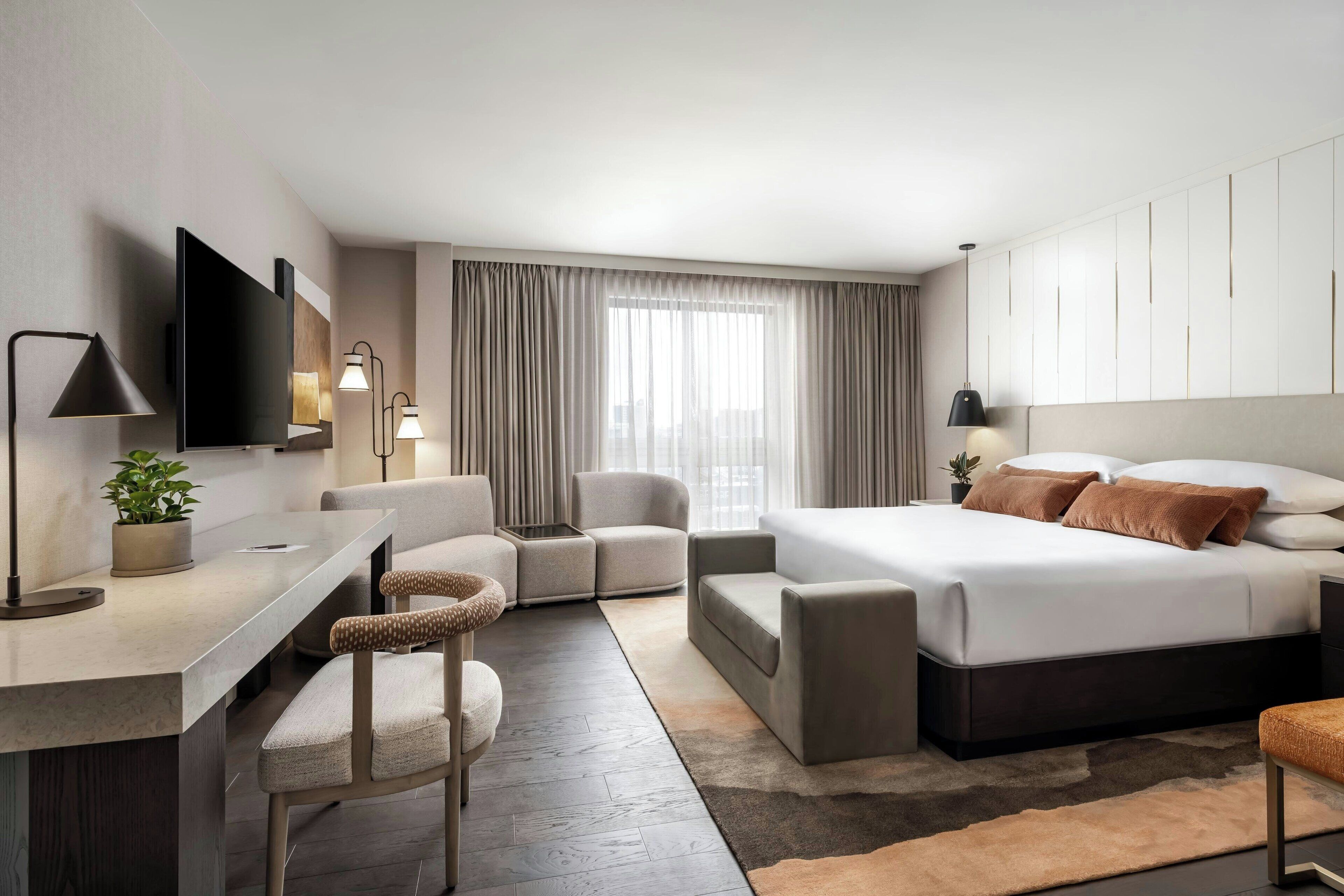 premium bedding, down duvets, in-room safe, desk