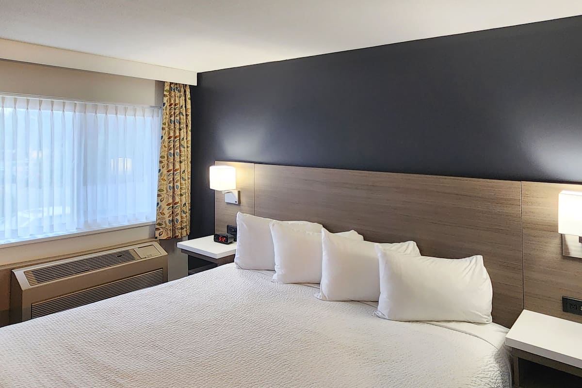 laptop workspace, blackout curtains, iron/ironing board, free wifi