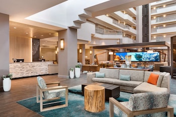 Hotel entrance and lobby at Embassy Suites by Hilton Monterey Bay Seaside