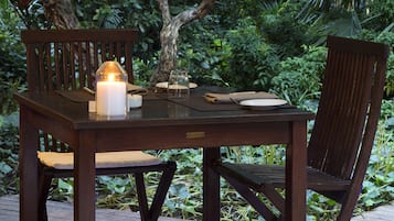 Lunch, dinner served; international cuisine, garden views