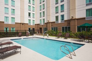 Outdoor pool, sun loungers