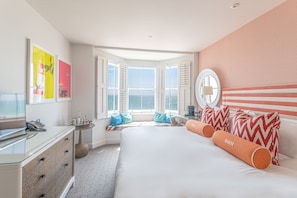 Quarto casal superior, vista para o mar | Roupas de cama de algodão egípcio, roupas de cama premium