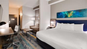 Bureau, espace de travail pour ordinateur portable, rideaux occultants