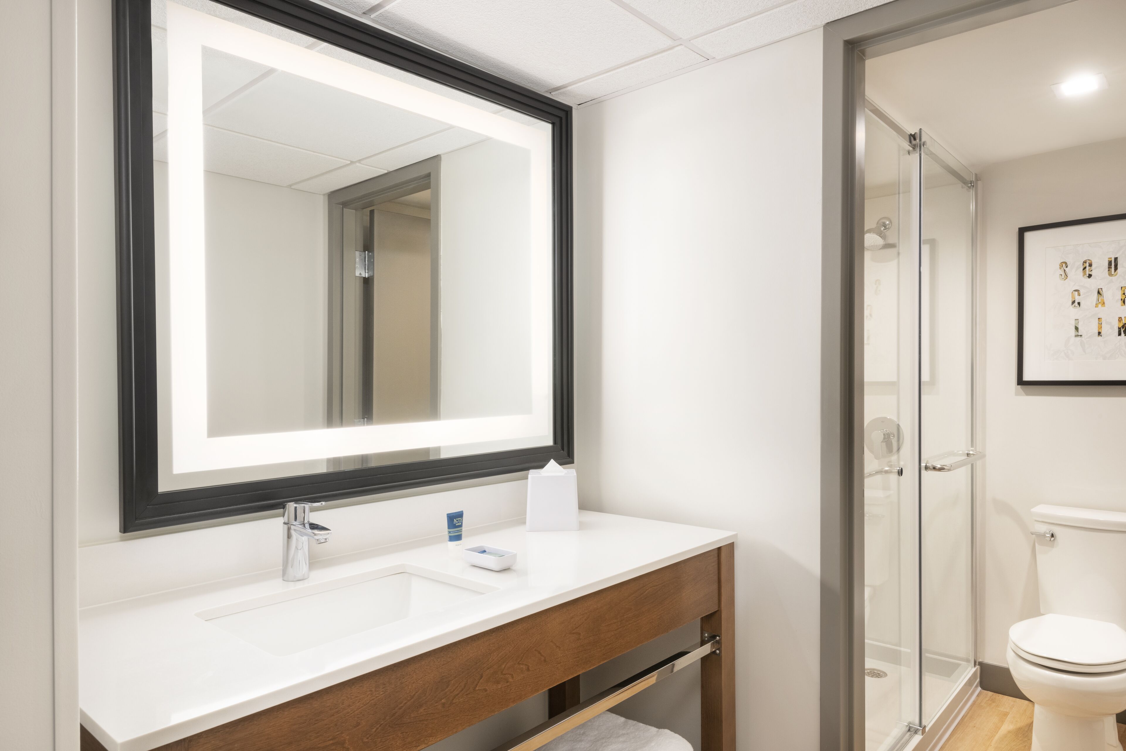 shower, hydromassage showerhead, free toiletries, hair dryer