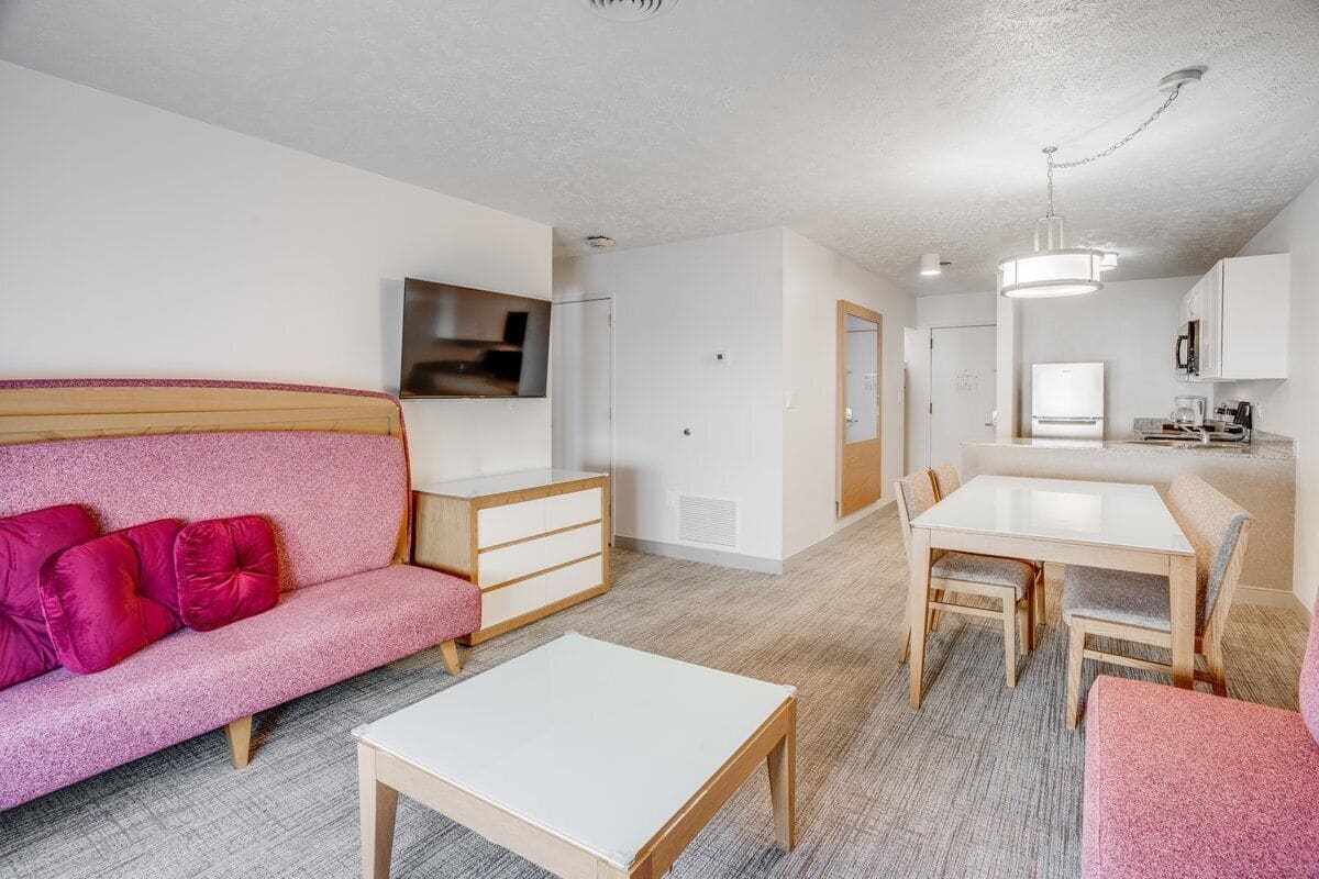 Town Center Two Bedroom | Living area | 50-inch TV with satellite channels