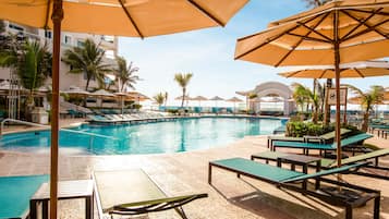 2 outdoor pools, pool umbrellas, sun loungers