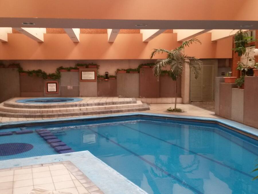 Indoor pool, outdoor pool, open 9 AM to 9 PM, sun loungers