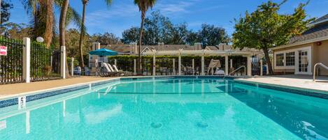 Outdoor pool, pool umbrellas
