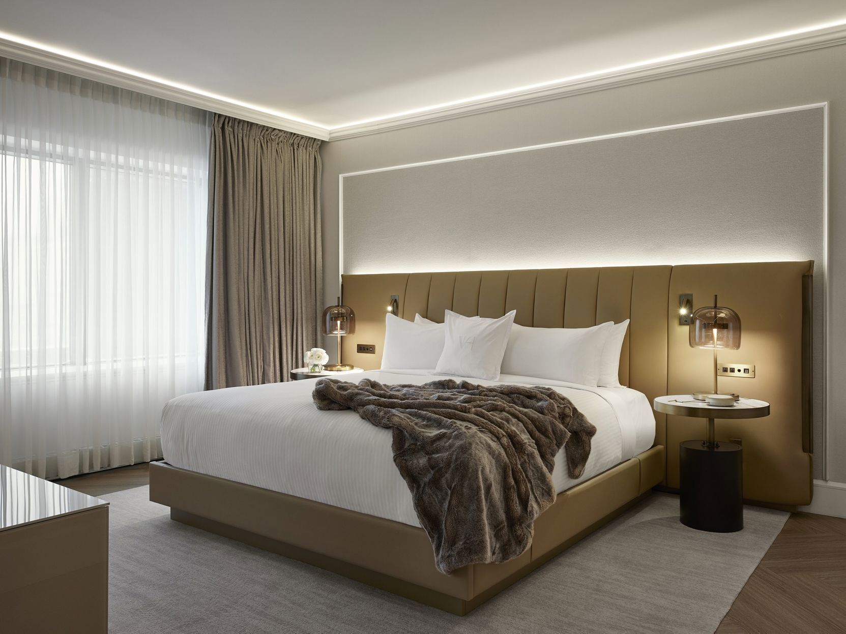 Premium bedding, down comforters, Select Comfort beds, minibar