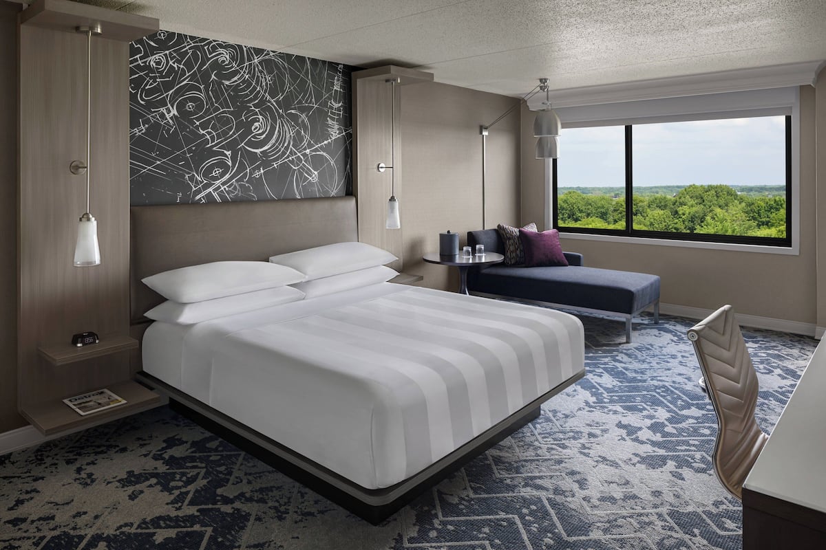 Premium bedding, pillowtop beds, desk, laptop workspace