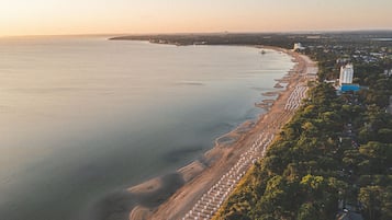 Enjoy scenic views of the ocean from our beachfront location.