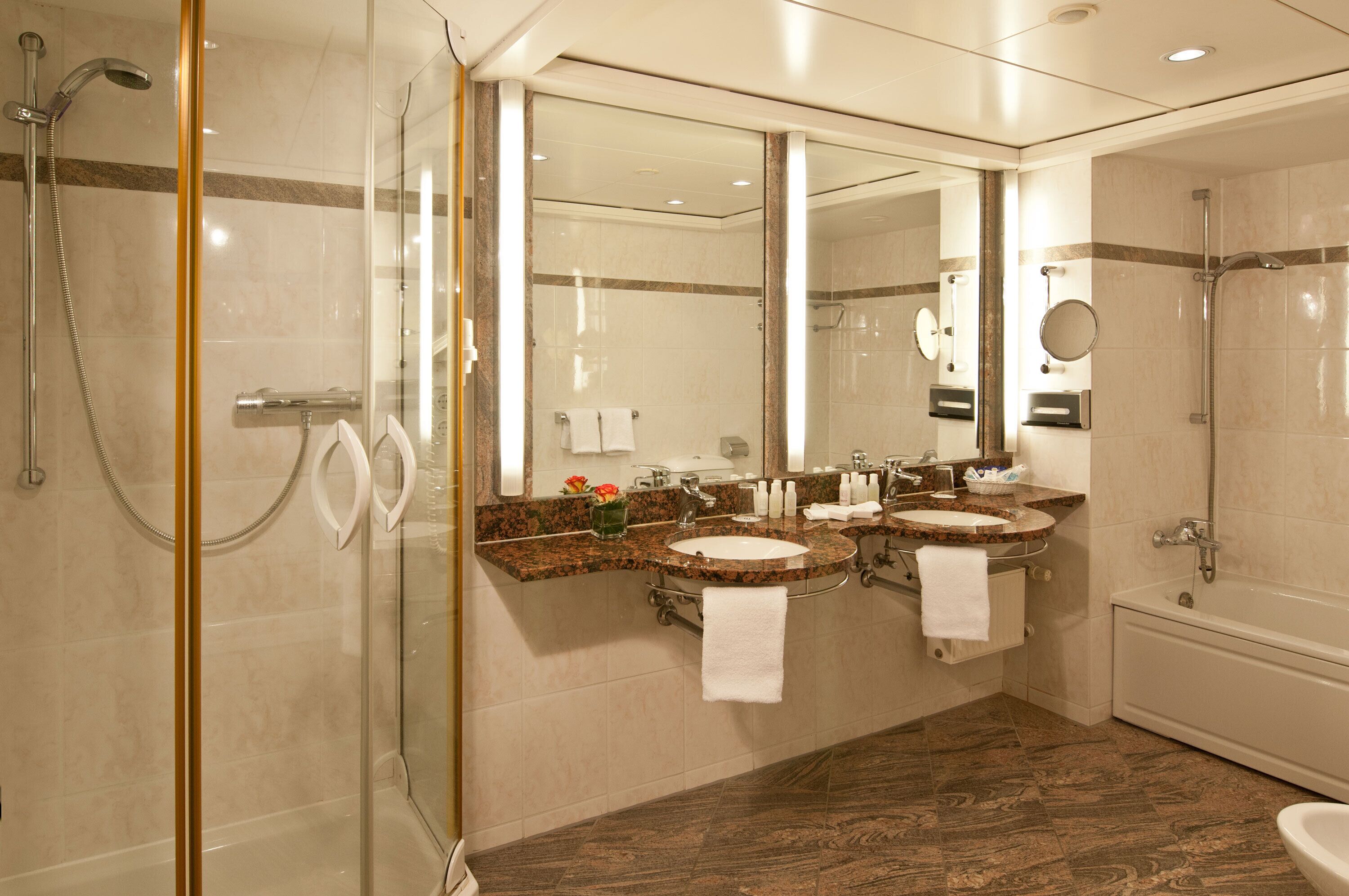 suite | bathroom | combined shower/bathtub, free toiletries, hair dryer, bathrobes