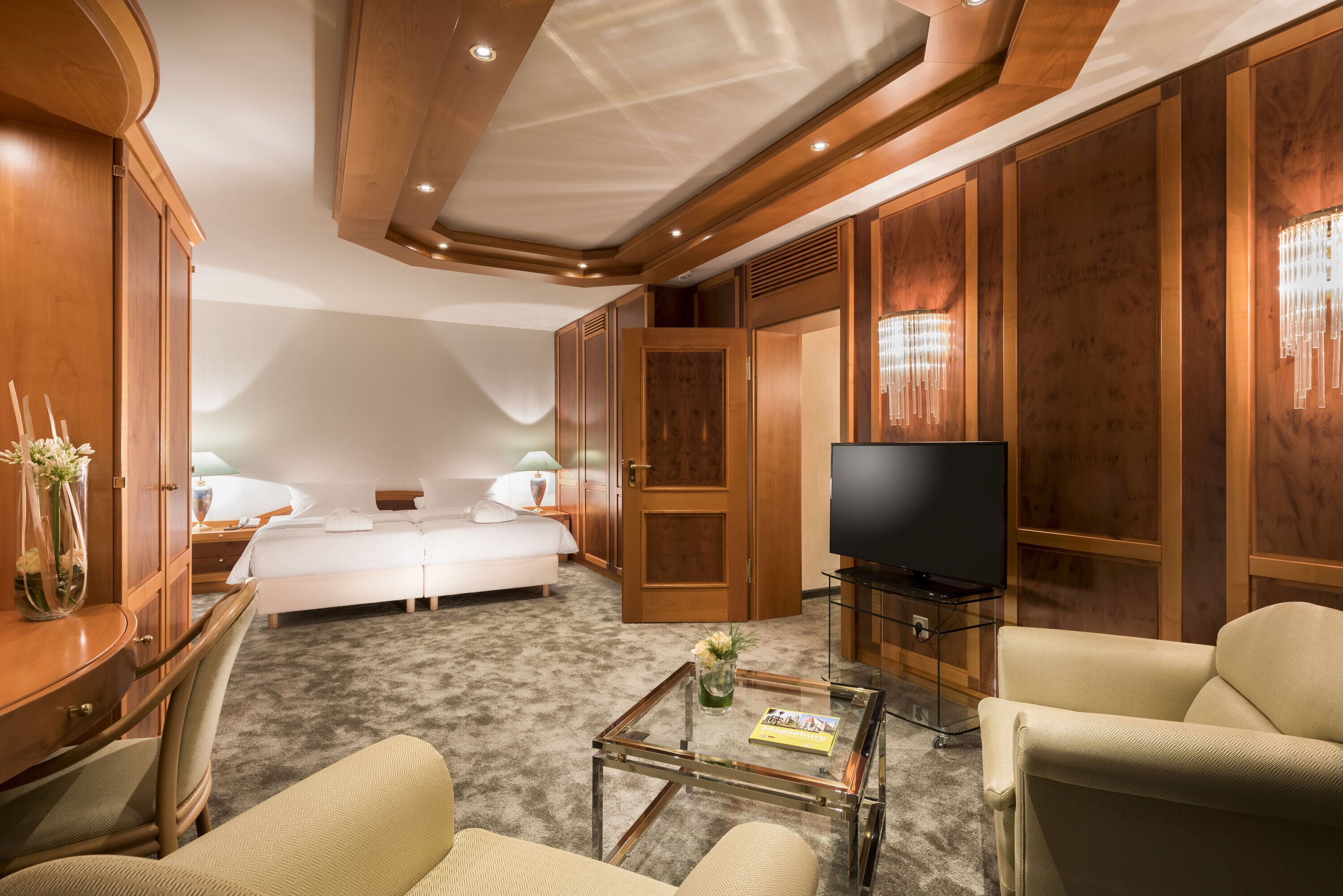 luxury suite | living area | flat-screen tv, pay films