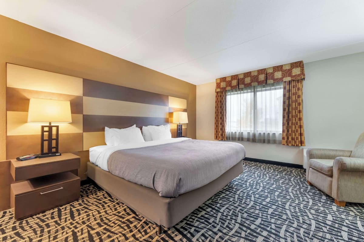 1 bedroom, down comforters, desk, laptop workspace