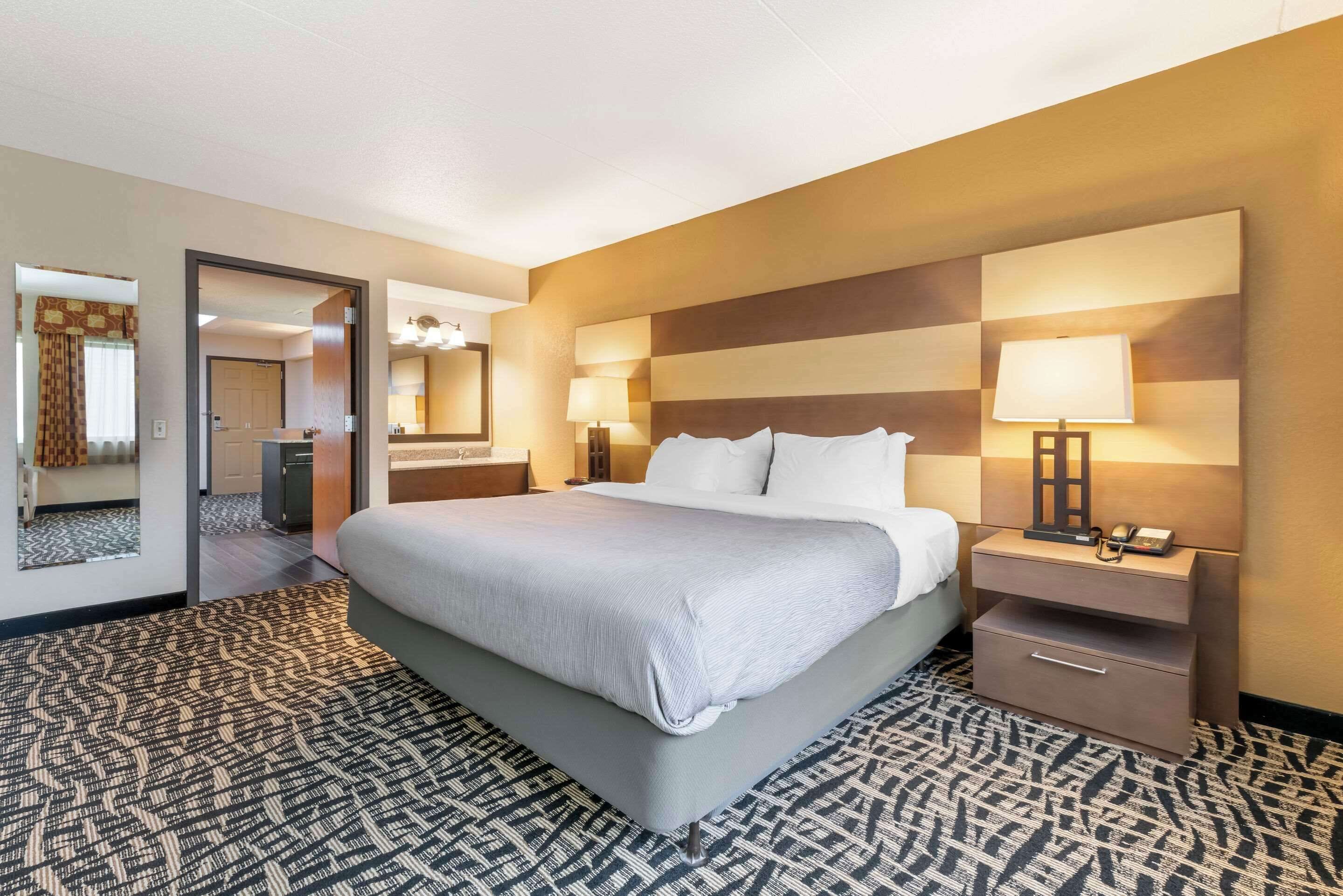 Down duvets, desk, laptop workspace, iron/ironing board