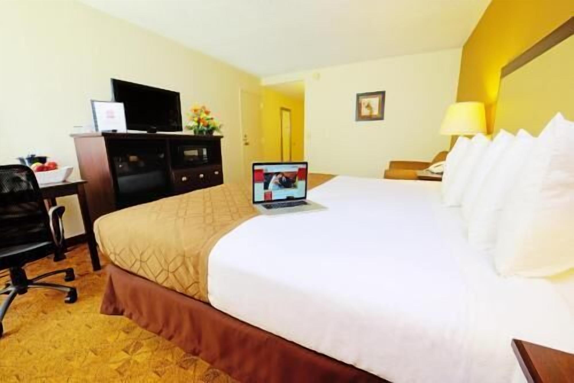 Premium bedding, pillowtop beds, desk, blackout drapes