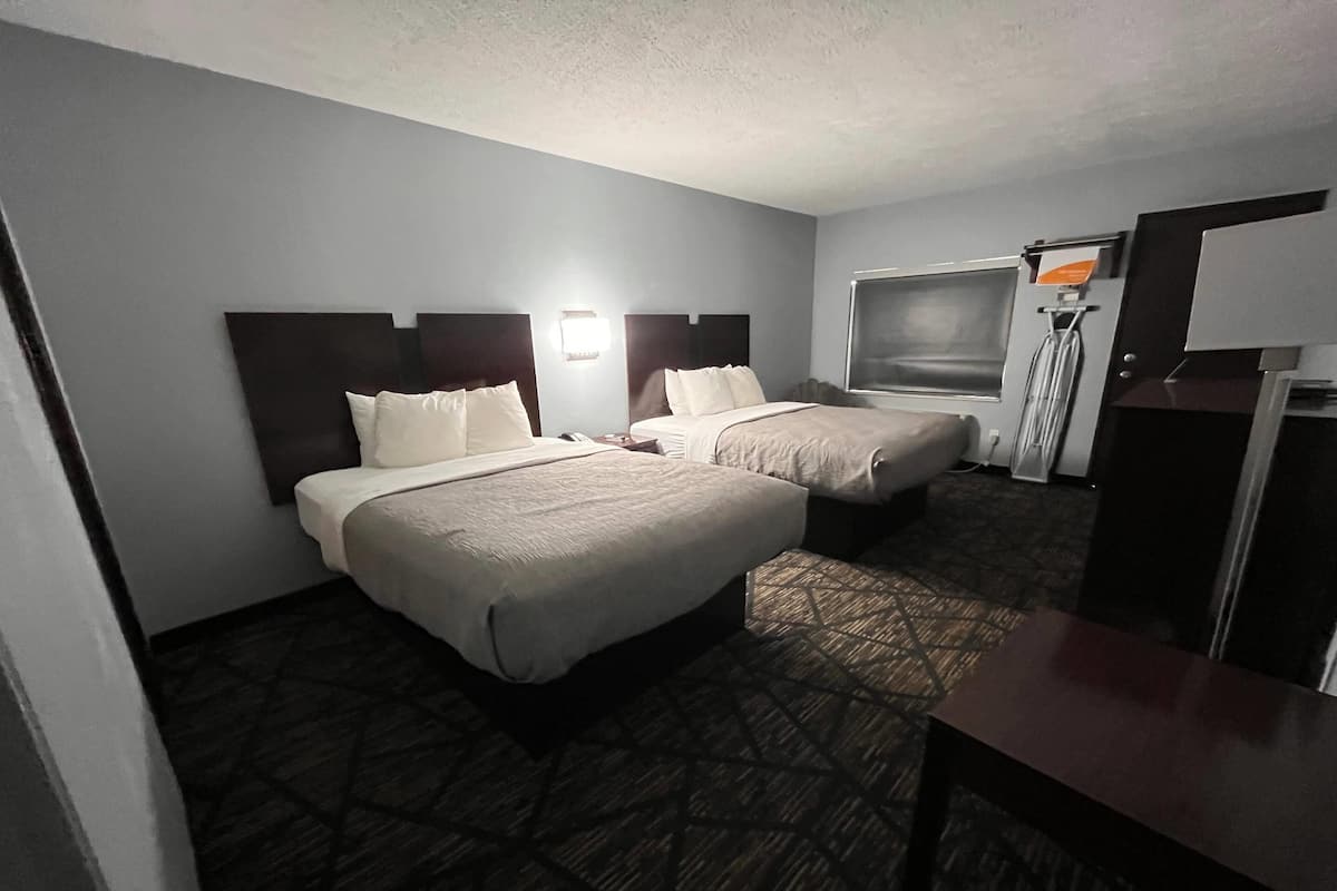 Standard Room, 2 Queen Beds, Non Smoking | Desk, iron/ironing board, free WiFi, bed sheets