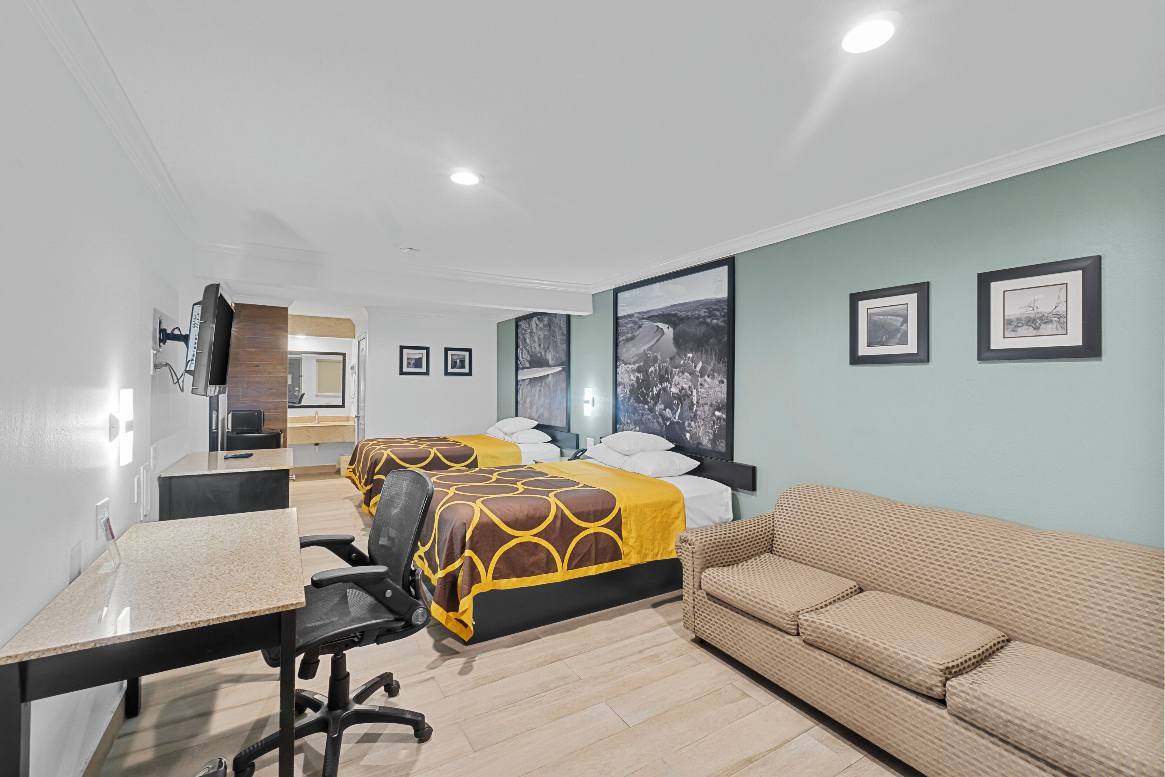 standard room, 2 queen beds, non smoking | desk, iron/ironing board, rollaway beds, free wifi