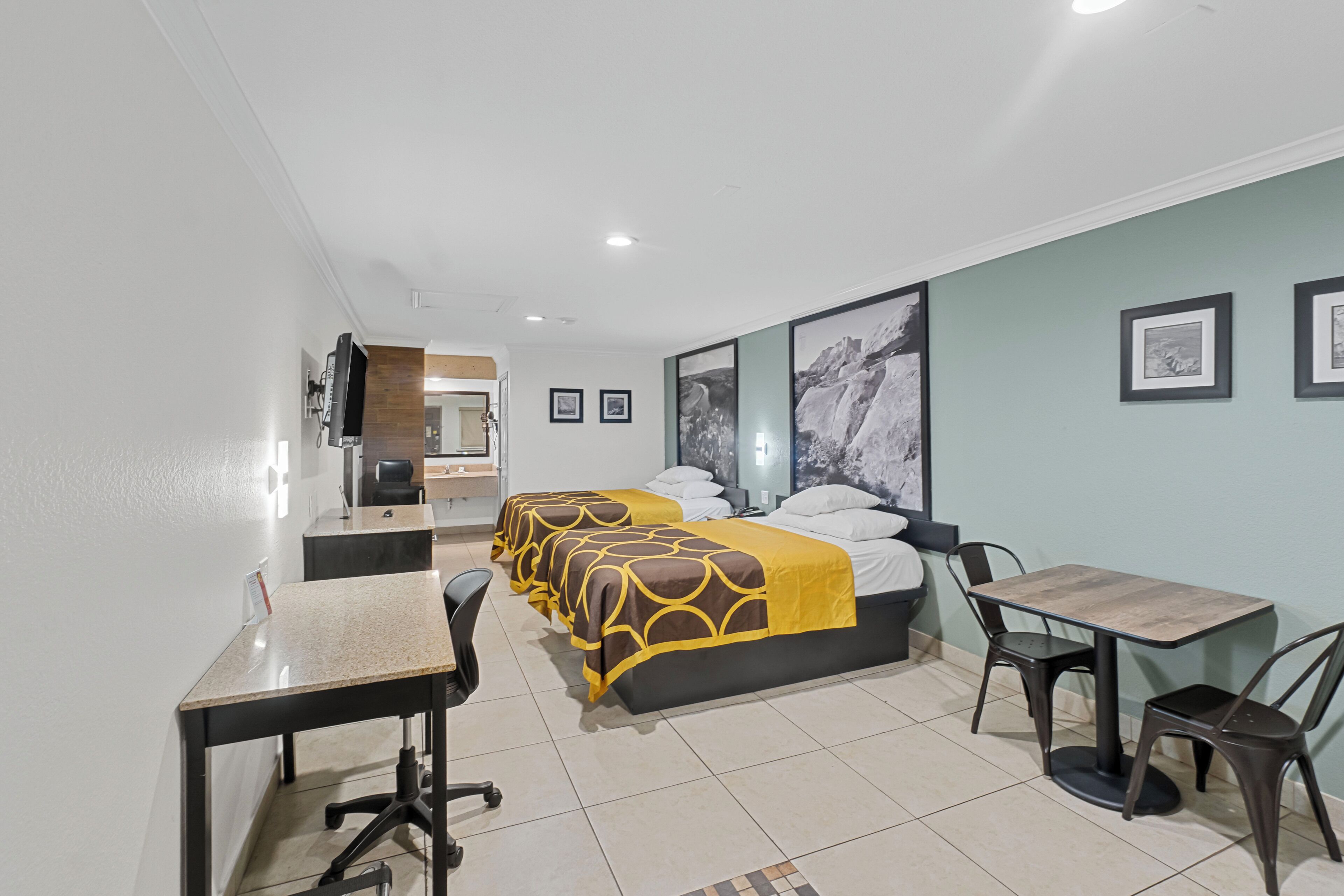 Standard Room, 2 Queen Beds, Non Smoking | Desk, iron/ironing board (on request), WiFi (free), bed sheets