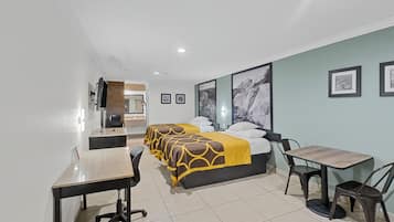 Standard Room, 2 Queen Beds, Non Smoking | Desk, iron/ironing board (on request), WiFi (free), bed sheets