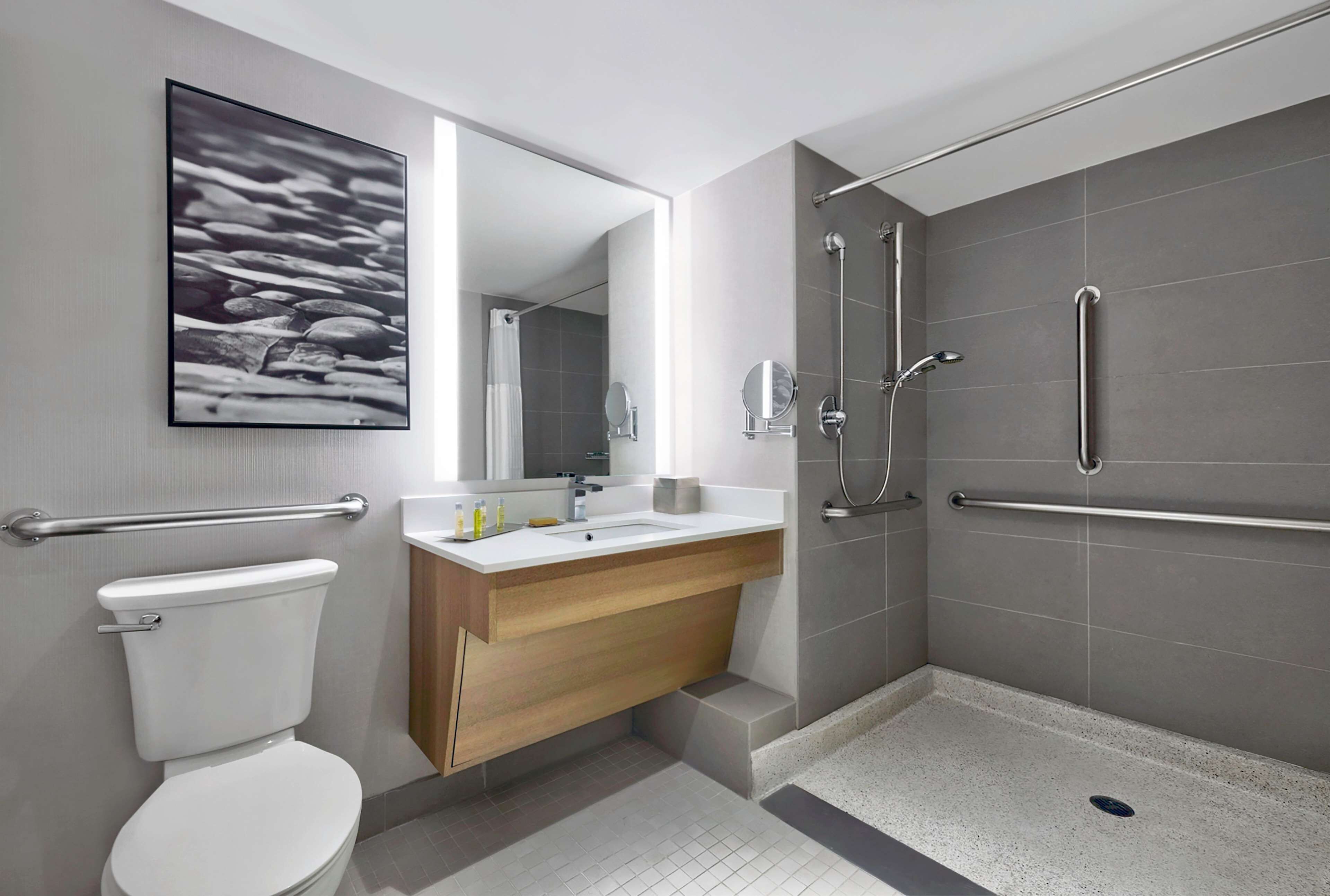 Rom, 1 kingsize-seng, tilgjengelighetstilpasset (Mobility & Roll-In Shower) | Dusj på badet