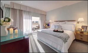 Free minibar items, in-room safe, desk, laptop workspace
