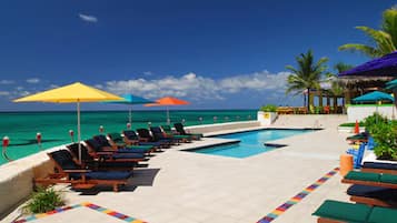 Outdoor pool, pool umbrellas