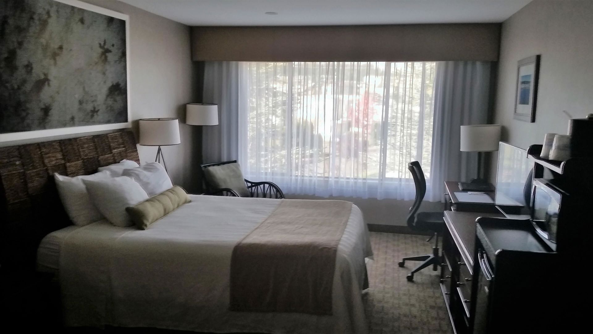 Desk, blackout curtains, iron/ironing board, free cots/infant beds