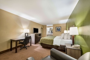 Pillowtop beds, desk, laptop workspace, blackout drapes