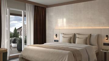 Literie de qualité supérieure, couette en duvet d'oie, minibar