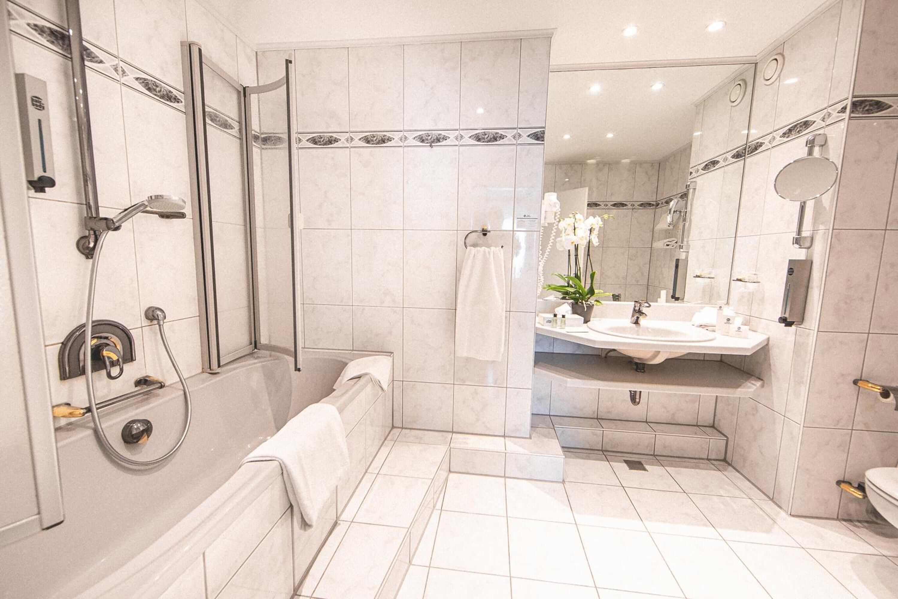 Dusche, Haartrockner, Handtücher